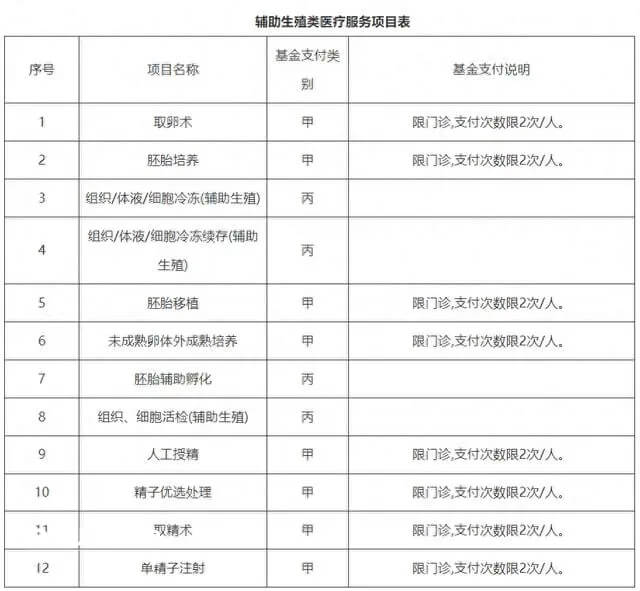 内蒙古辅助生殖服务项目报销情况